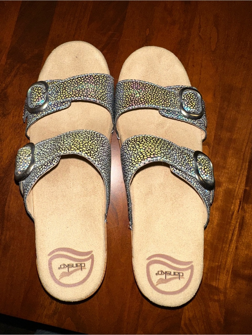 Dansko Sophie Leather Iridescent Slip-on Sandals with suede insole size 39 - Picture 9 of 12